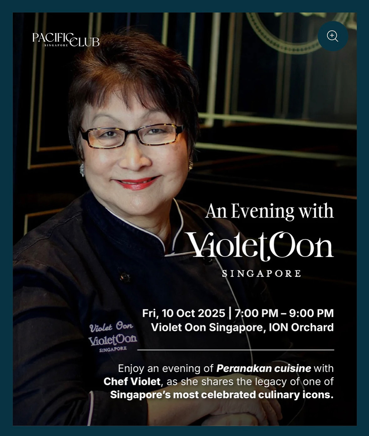 An Evening with Violet Oon original event invitation